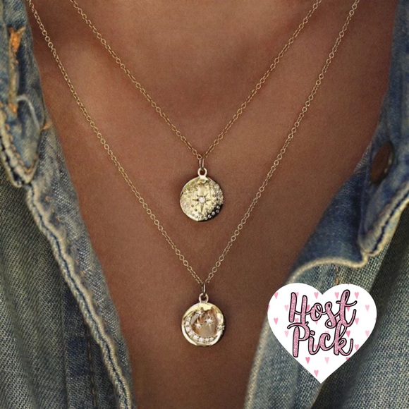 ‼️3/$30 Boho Multilayer Star Moon Gold Necklace - Picture 1 of 7